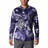 Personalised Maori Romantic Valentine Button Sweatshirt The Hongi Kiss Purple Galaxy DT05 - Polynesian Pride