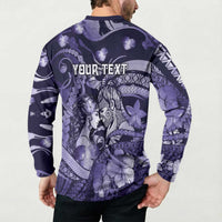Personalised Maori Romantic Valentine Button Sweatshirt The Hongi Kiss Purple Galaxy DT05 - Polynesian Pride