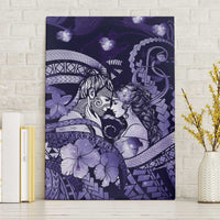 Maori Romantic Valentine Canvas Wall Art The Hongi Kiss Purple Galaxy DT05 Without Frame Purple - Polynesian Pride