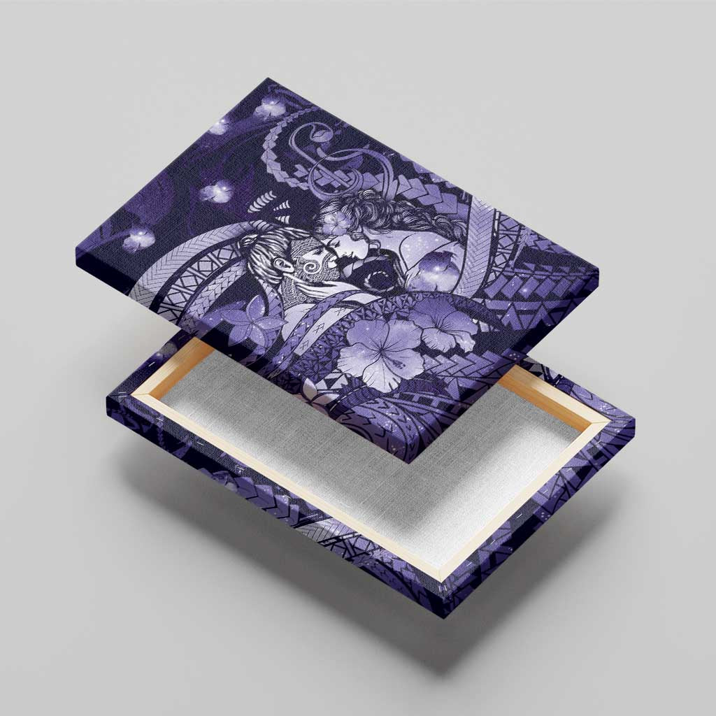 Maori Romantic Valentine Canvas Wall Art The Hongi Kiss Purple Galaxy DT05 - Polynesian Pride