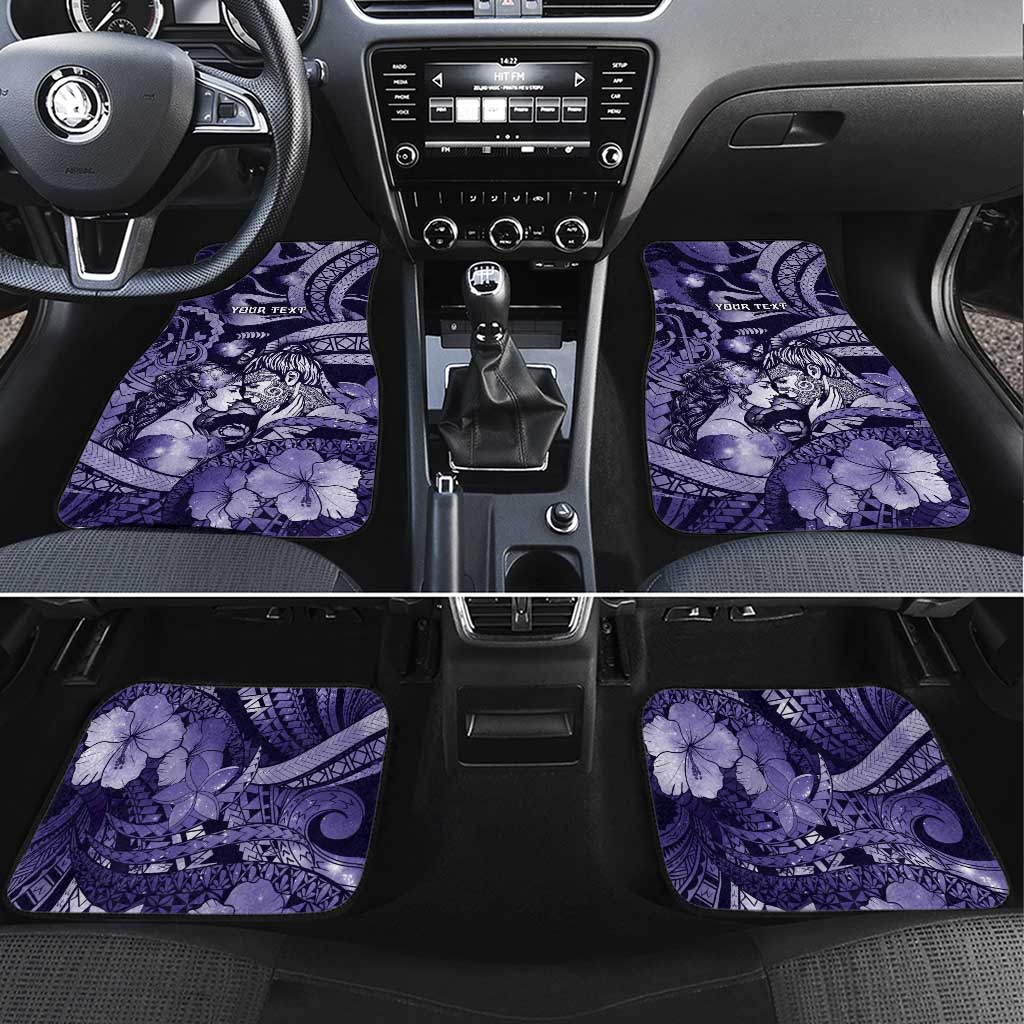 Personalised Maori Romantic Valentine Car Mats The Hongi Kiss Purple Galaxy DT05 Set 4pcs Purple - Polynesian Pride
