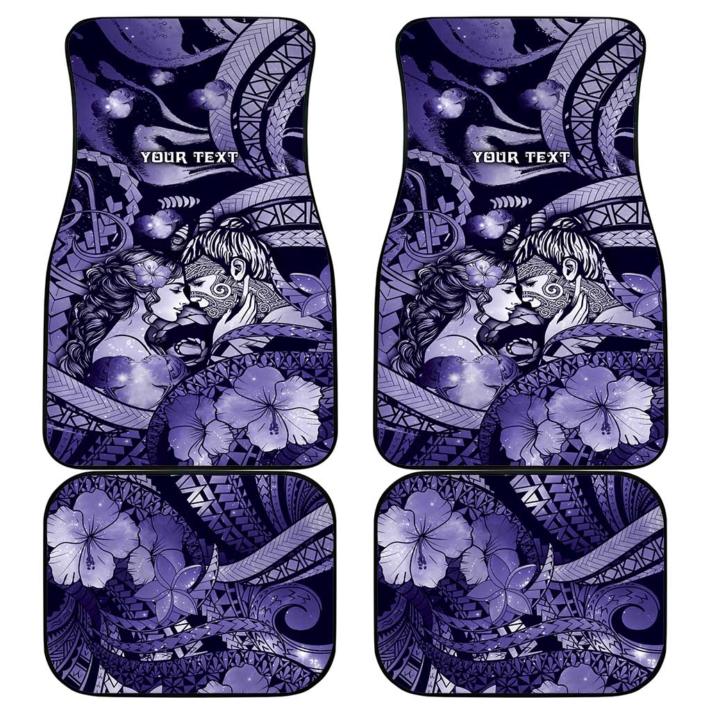 Personalised Maori Romantic Valentine Car Mats The Hongi Kiss Purple Galaxy DT05 - Polynesian Pride