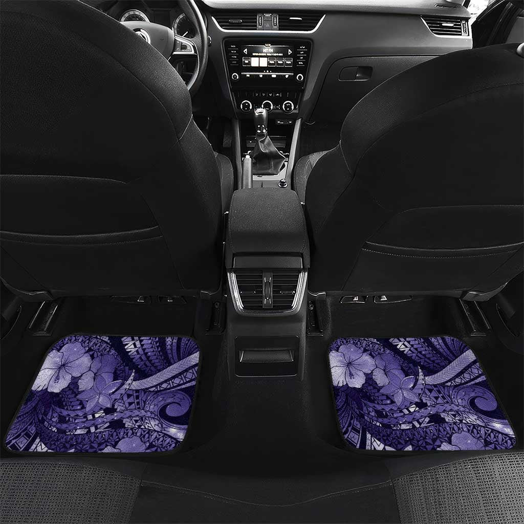 Personalised Maori Romantic Valentine Car Mats The Hongi Kiss Purple Galaxy DT05 Set 2pcs - Back Purple - Polynesian Pride