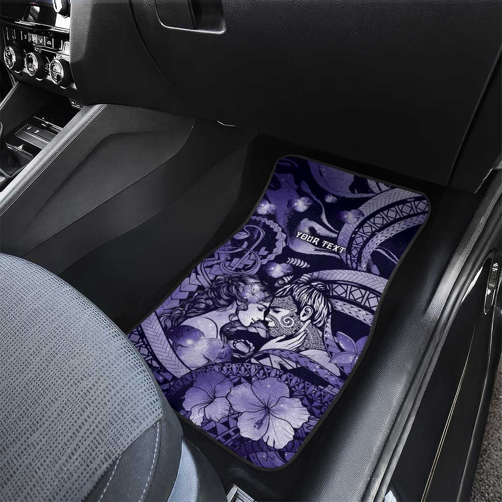 Personalised Maori Romantic Valentine Car Mats The Hongi Kiss Purple Galaxy DT05 - Polynesian Pride