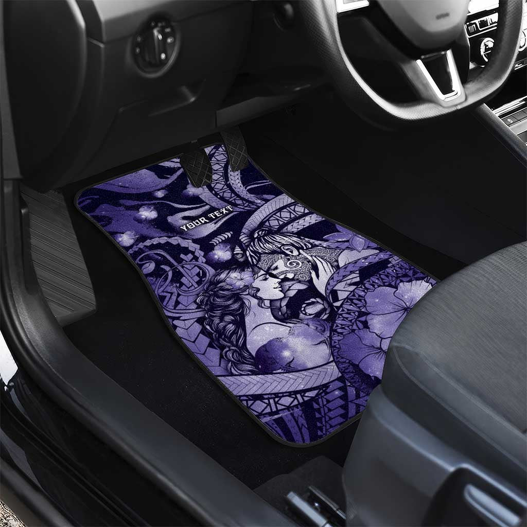 Personalised Maori Romantic Valentine Car Mats The Hongi Kiss Purple Galaxy DT05 - Polynesian Pride