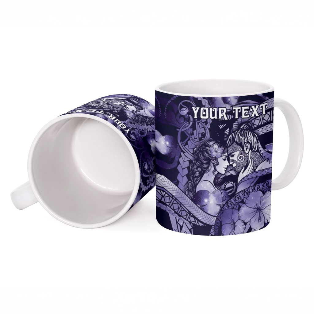 Personalised Maori Romantic Valentine Ceramic Mug The Hongi Kiss Purple Galaxy DT05 - Polynesian Pride
