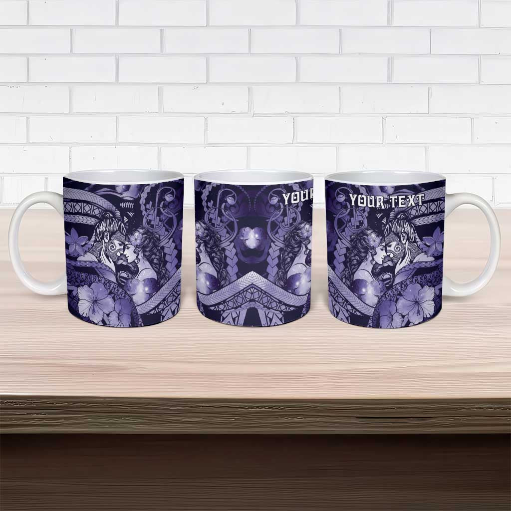 Personalised Maori Romantic Valentine Ceramic Mug The Hongi Kiss Purple Galaxy DT05 - Polynesian Pride