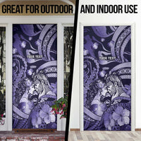 Personalised Maori Romantic Valentine Door Cover The Hongi Kiss Purple Galaxy DT05 - Polynesian Pride