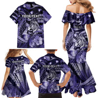 Personalised Maori Romantic Valentine Family Matching Mermaid Dress and Hawaiian Shirt The Hongi Kiss Purple Galaxy