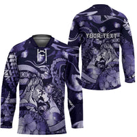 Personalised Maori Romantic Valentine Hockey Jersey The Hongi Kiss Purple Galaxy DT05 - Polynesian Pride