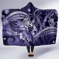 Maori Romantic Valentine Hooded Blanket The Hongi Kiss Purple Galaxy DT05 One Size Purple - Polynesian Pride