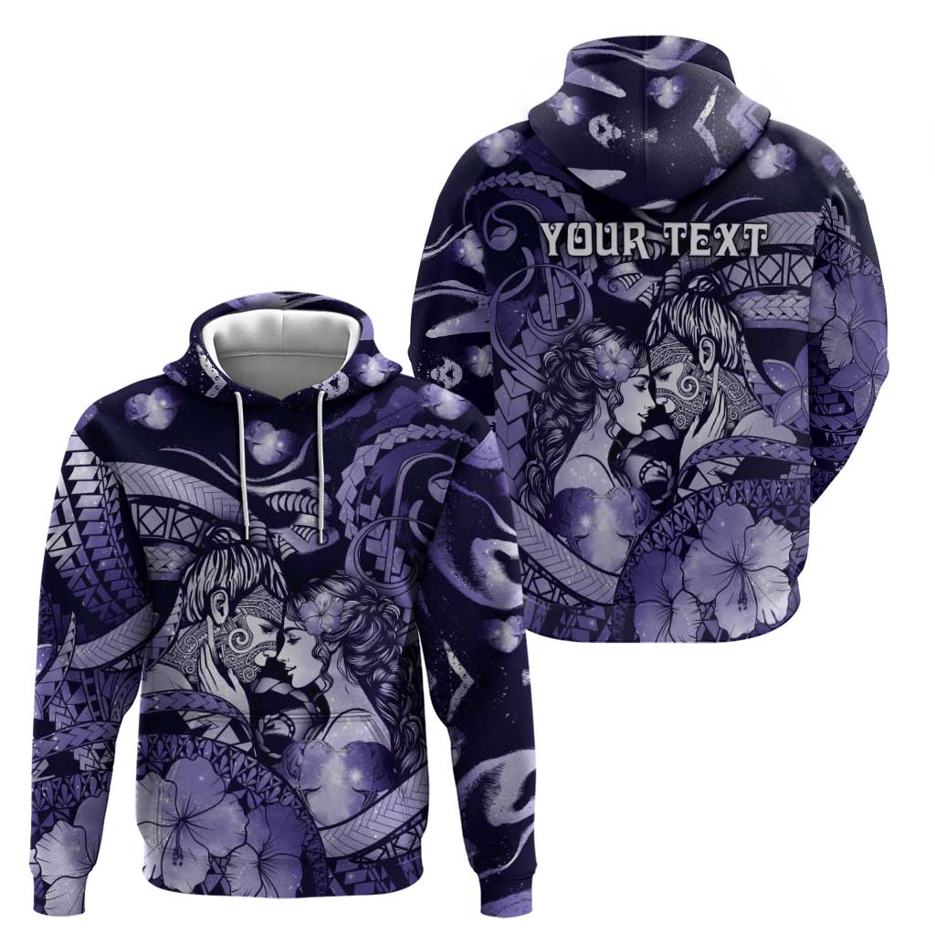 Personalised Maori Romantic Valentine Hoodie The Hongi Kiss Purple Galaxy DT05 - Polynesian Pride