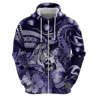 Personalised Maori Romantic Valentine Hoodie The Hongi Kiss Purple Galaxy DT05 - Polynesian Pride