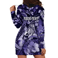 Personalised Maori Romantic Valentine Hoodie Dress The Hongi Kiss Purple Galaxy