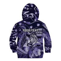 Personalised Maori Romantic Valentine Kid Hoodie The Hongi Kiss Purple Galaxy DT05 - Polynesian Pride