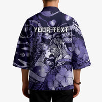 Personalised Maori Romantic Valentine Kimono The Hongi Kiss Purple Galaxy DT05 - Polynesian Pride