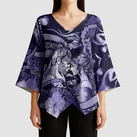 Personalised Maori Romantic Valentine Kimono Sleeve Blouse The Hongi Kiss Purple Galaxy DT05 - Polynesian Pride