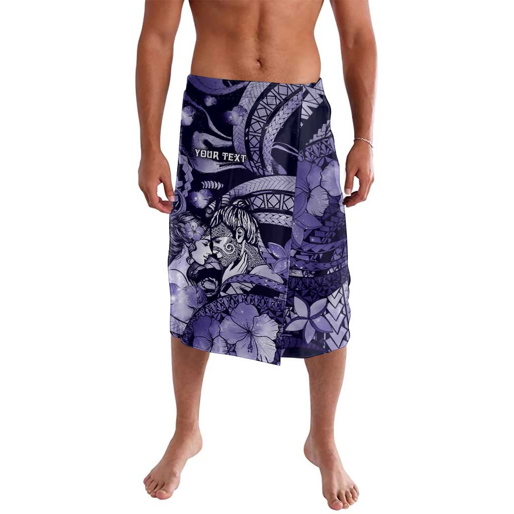 Personalised Maori Romantic Valentine Lavalava The Hongi Kiss Purple Galaxy DT05 Purple - Polynesian Pride