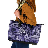 Maori Romantic Valentine Leather Tote Bag The Hongi Kiss Purple Galaxy DT05 Purple - Polynesian Pride