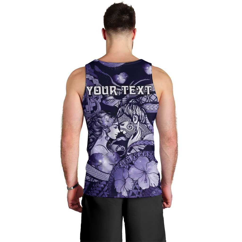 Personalised Maori Romantic Valentine Men Tank Top The Hongi Kiss Purple Galaxy DT05 - Polynesian Pride