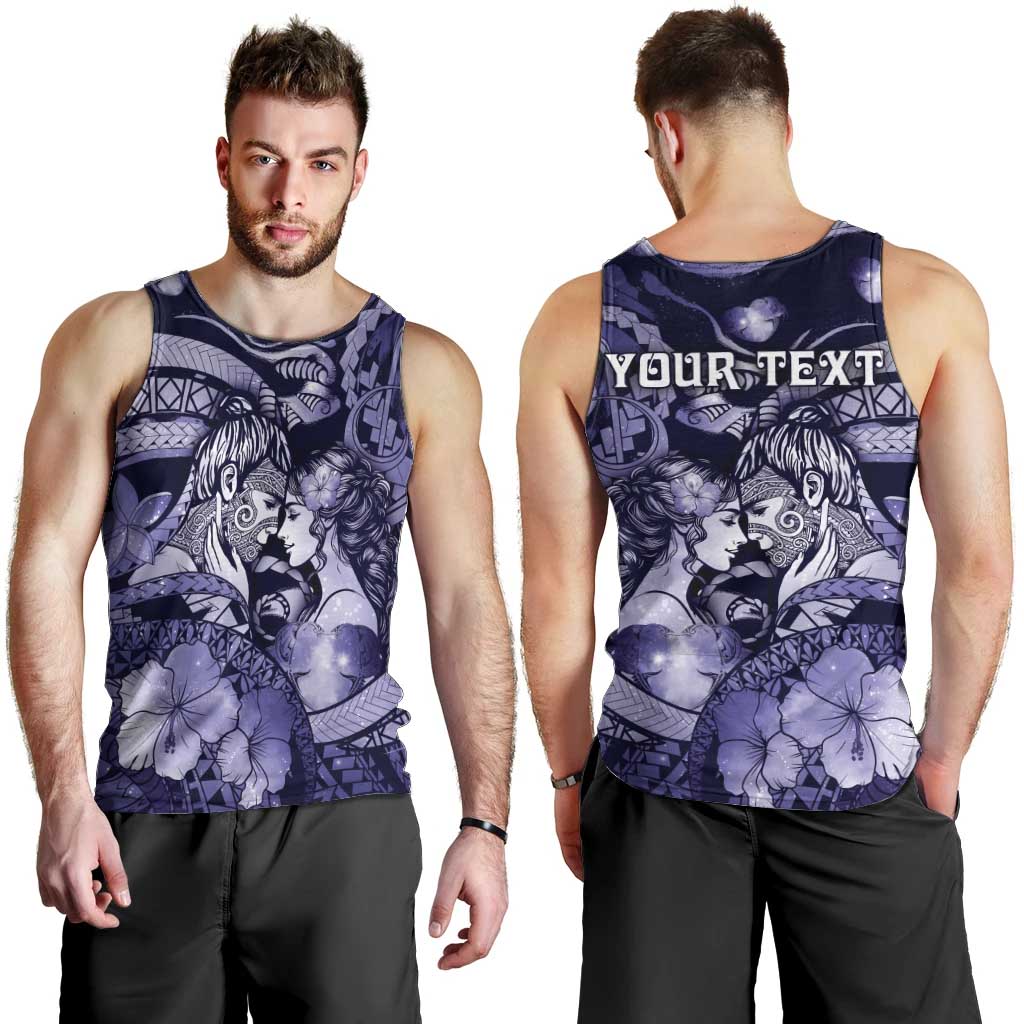 Personalised Maori Romantic Valentine Men Tank Top The Hongi Kiss Purple Galaxy DT05 - Polynesian Pride