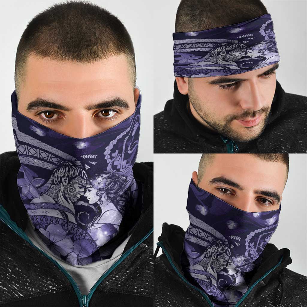 Maori Romantic Valentine Neck Gaiter The Hongi Kiss Purple Galaxy DT05 - Polynesian Pride