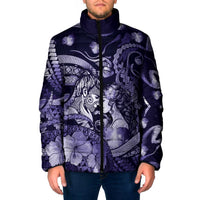 Personalised Maori Romantic Valentine Padded Jacket The Hongi Kiss Purple Galaxy DT05 Men Purple - Polynesian Pride