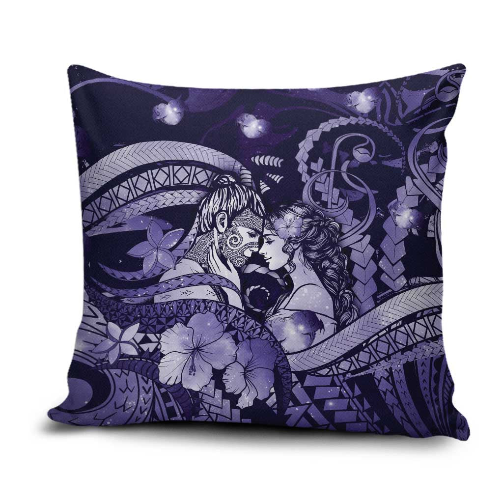 Maori Romantic Valentine Pillow Cover The Hongi Kiss Purple Galaxy DT05 Purple - Polynesian Pride