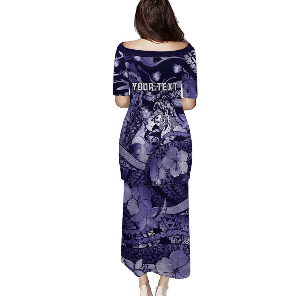 Personalised Maori Romantic Valentine Puletasi The Hongi Kiss Purple Galaxy DT05 - Polynesian Pride