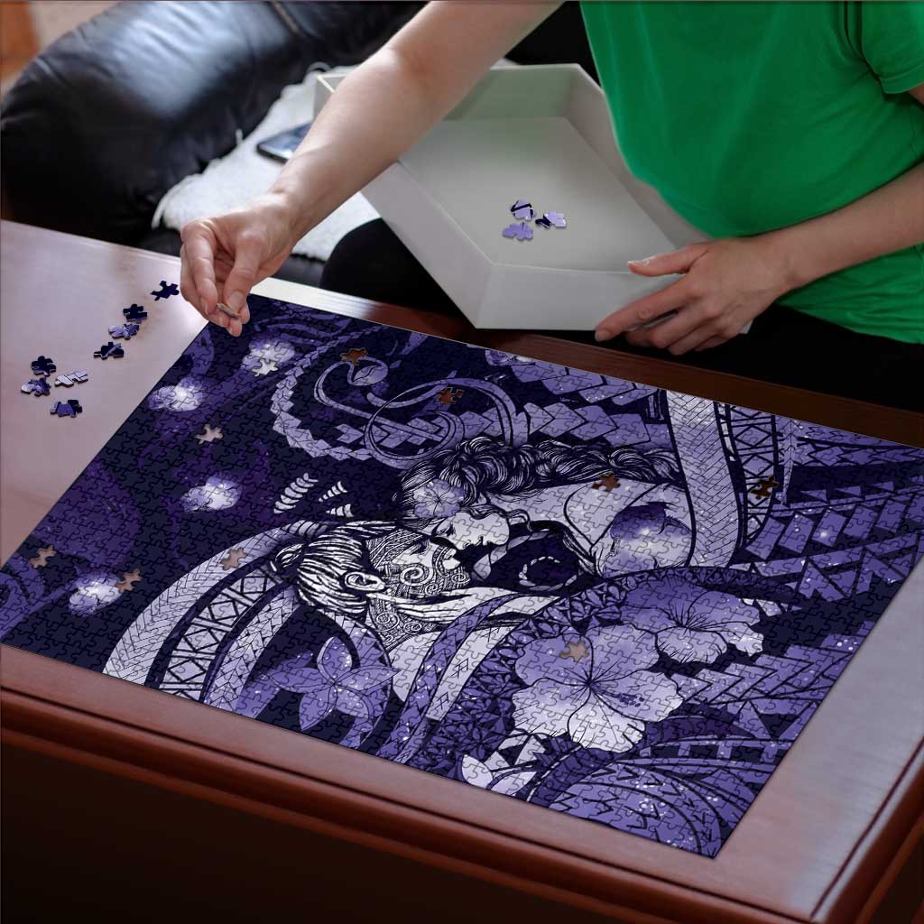 Maori Romantic Valentine Puzzle The Hongi Kiss Purple Galaxy DT05 - Polynesian Pride