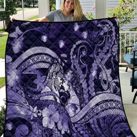 Maori Romantic Valentine Quilt The Hongi Kiss Purple Galaxy DT05 Purple - Polynesian Pride