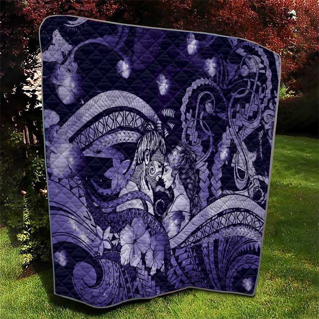 Maori Romantic Valentine Quilt The Hongi Kiss Purple Galaxy DT05 - Polynesian Pride