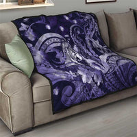Maori Romantic Valentine Quilt The Hongi Kiss Purple Galaxy DT05 - Polynesian Pride