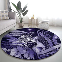 Maori Romantic Valentine Round Carpet The Hongi Kiss Purple Galaxy DT05 - Polynesian Pride