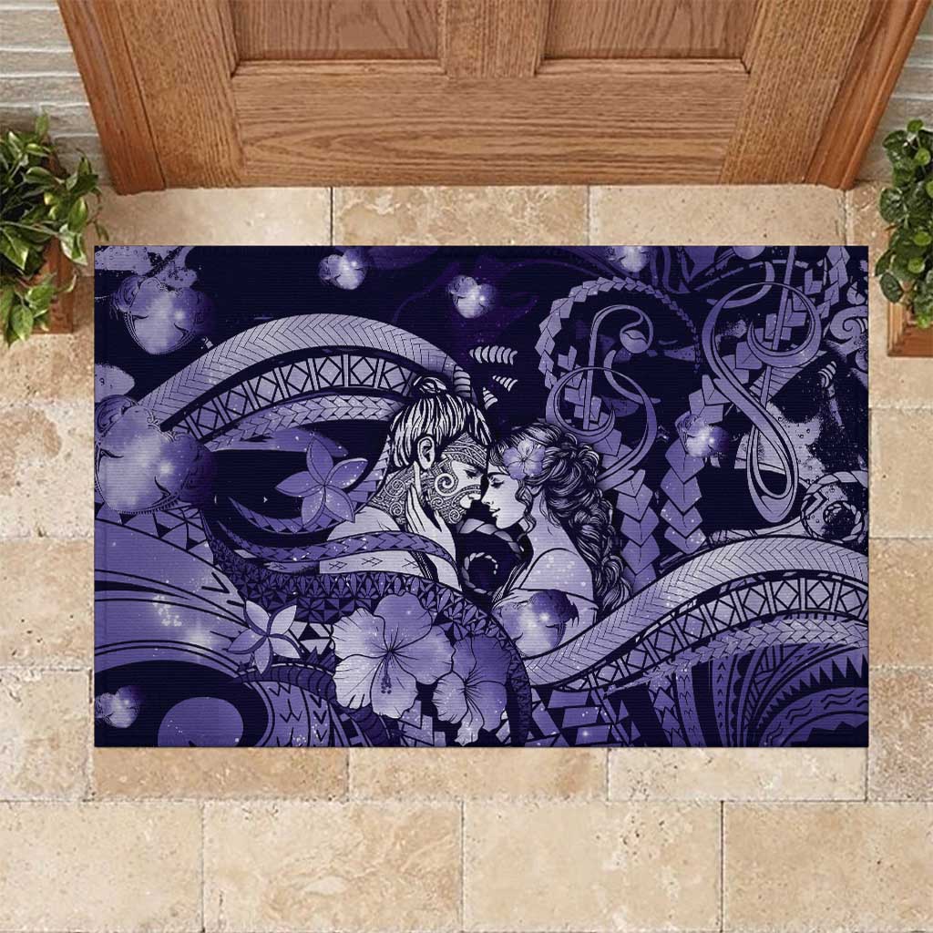 Maori Romantic Valentine Rubber Doormat The Hongi Kiss Purple Galaxy DT05 Purple - Polynesian Pride