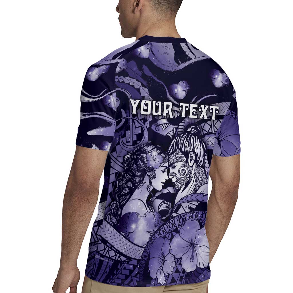 Personalised Maori Romantic Valentine Rugby Jersey The Hongi Kiss Purple Galaxy DT05 - Polynesian Pride