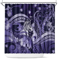 Maori Romantic Valentine Shower Curtain The Hongi Kiss Purple Galaxy DT05 Purple - Polynesian Pride