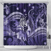 Maori Romantic Valentine Shower Curtain The Hongi Kiss Purple Galaxy DT05 - Polynesian Pride