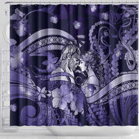 Maori Romantic Valentine Shower Curtain The Hongi Kiss Purple Galaxy DT05 - Polynesian Pride