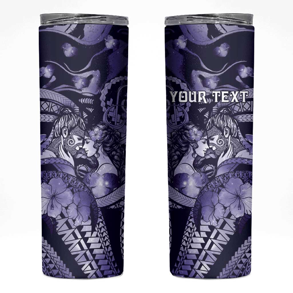 Personalised Maori Romantic Valentine Skinny Tumbler The Hongi Kiss Purple Galaxy DT05 Purple - Polynesian Pride