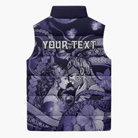 Personalised Maori Romantic Valentine Sleeveless Puffer Jacket The Hongi Kiss Purple Galaxy DT05 - Polynesian Pride