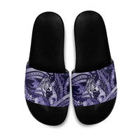 Maori Romantic Valentine Slide Sandals The Hongi Kiss Purple Galaxy DT05 Purple - Polynesian Pride