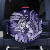 Maori Romantic Valentine Spare Tire Cover The Hongi Kiss Purple Galaxy DT05 No hole Purple - Polynesian Pride