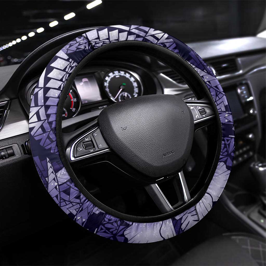 Maori Romantic Valentine Steering Wheel Cover The Hongi Kiss Purple Galaxy DT05 Universal Fit Purple - Polynesian Pride