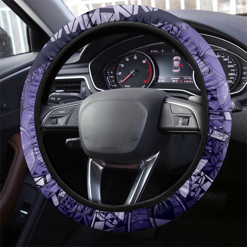 Maori Romantic Valentine Steering Wheel Cover The Hongi Kiss Purple Galaxy DT05 - Polynesian Pride