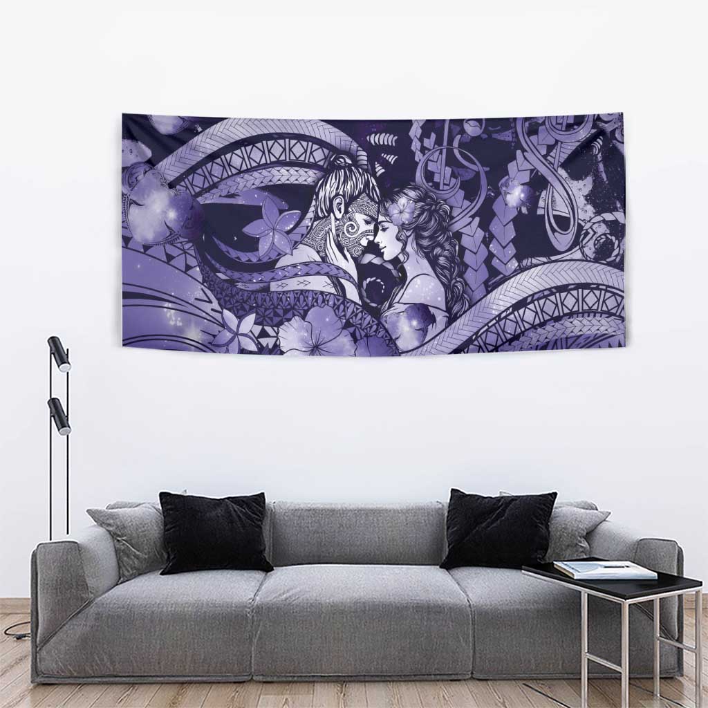 Maori Romantic Valentine Tapestry The Hongi Kiss Purple Galaxy DT05 - Polynesian Pride