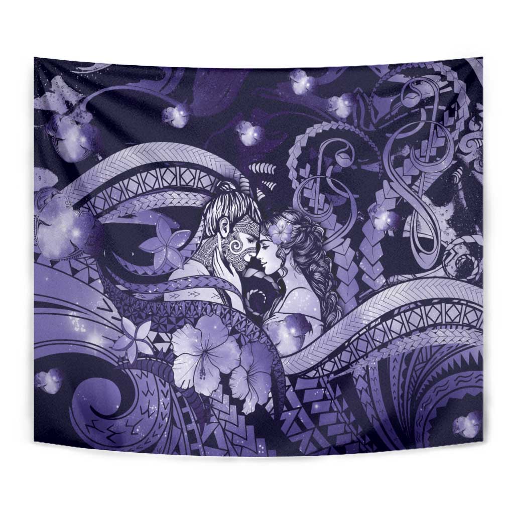 Maori Romantic Valentine Tapestry The Hongi Kiss Purple Galaxy DT05 - Polynesian Pride