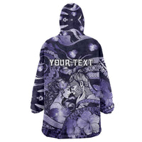 Personalised Maori Romantic Valentine Wearable Blanket Hoodie The Hongi Kiss Purple Galaxy