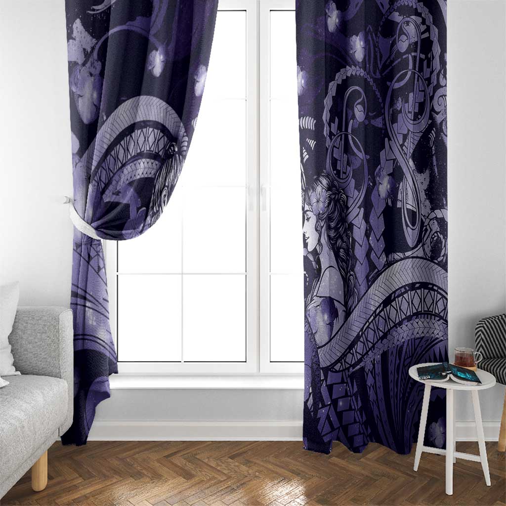 Maori Romantic Valentine Window Curtain The Hongi Kiss Purple Galaxy DT05 - Polynesian Pride