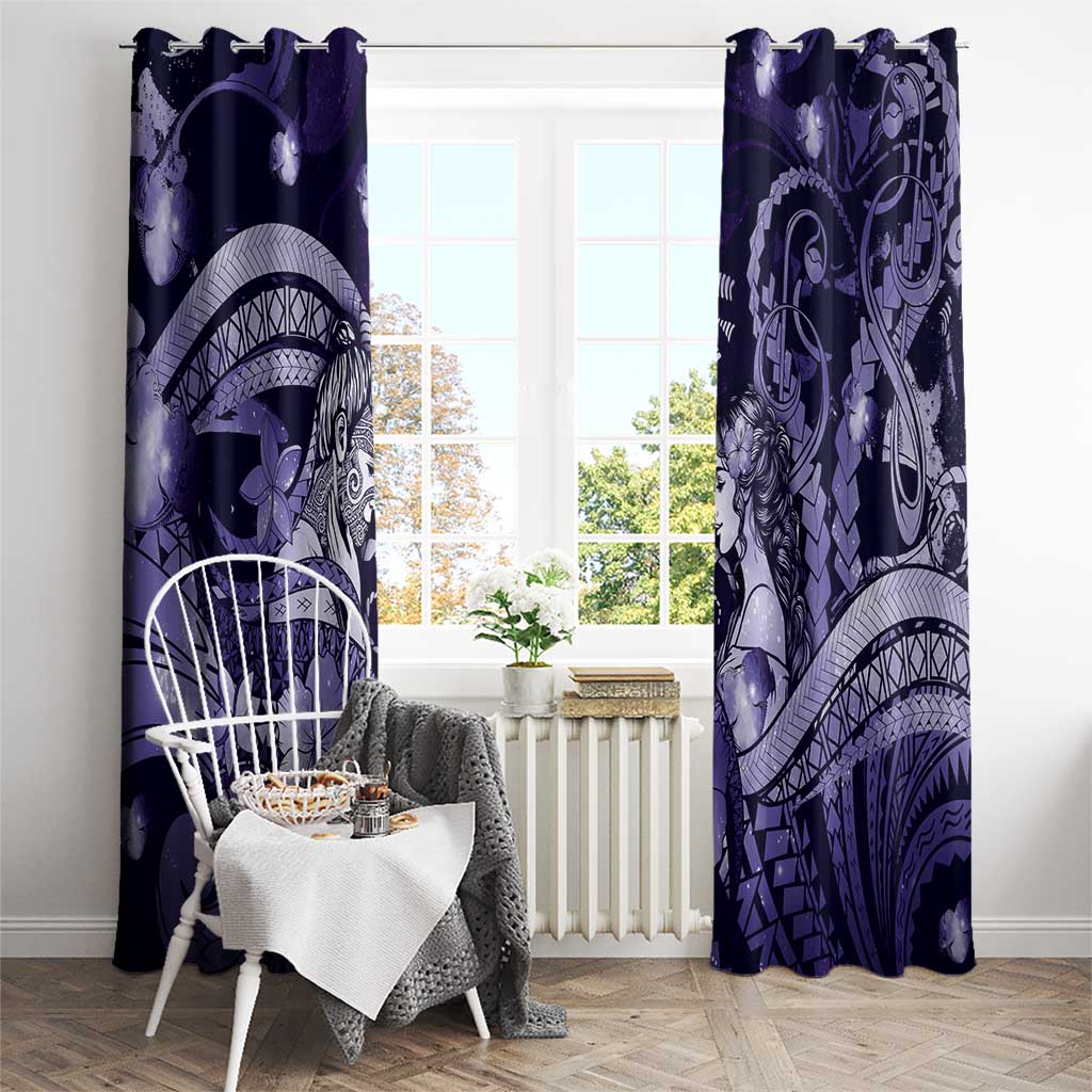 Maori Romantic Valentine Window Curtain The Hongi Kiss Purple Galaxy DT05 - Polynesian Pride